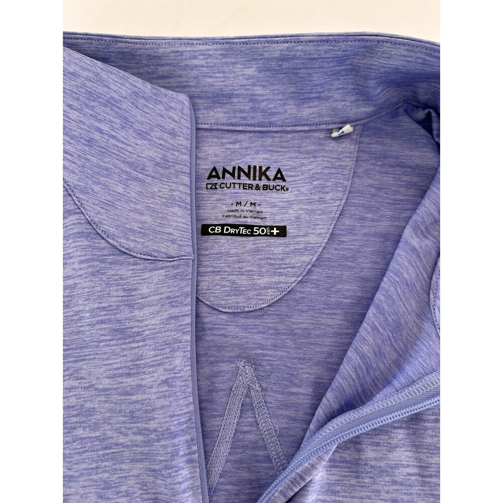 Annika Cutter & Buck Women's Golf Polo CB DryTec 50+ Sleeveless Zip Purple M